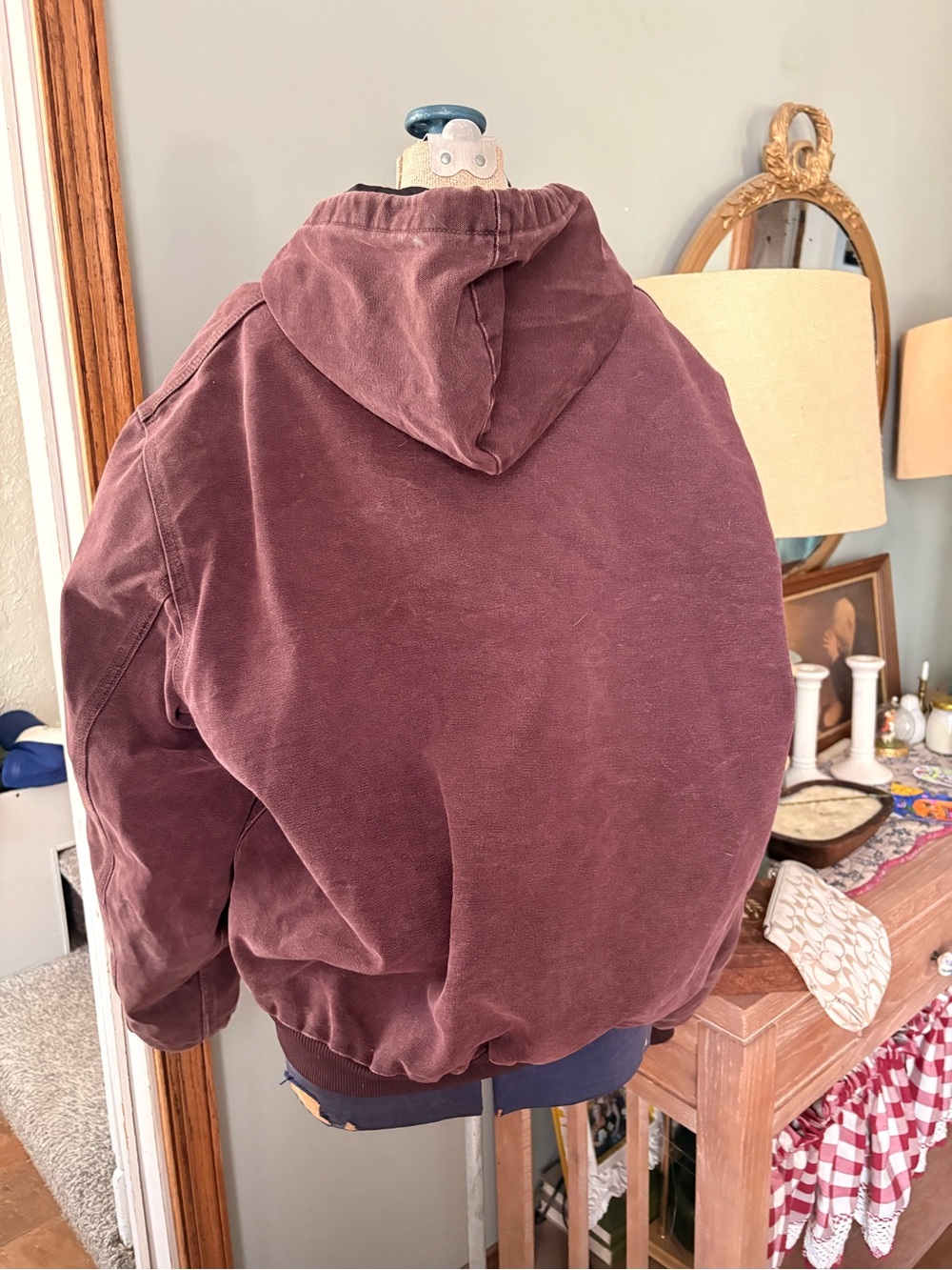 VINTAGE CARHARTT Plum Canvas Winter Coat - Picture 4 of 7